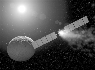 ◀“黎明号”探测器绕谷神星运行。
